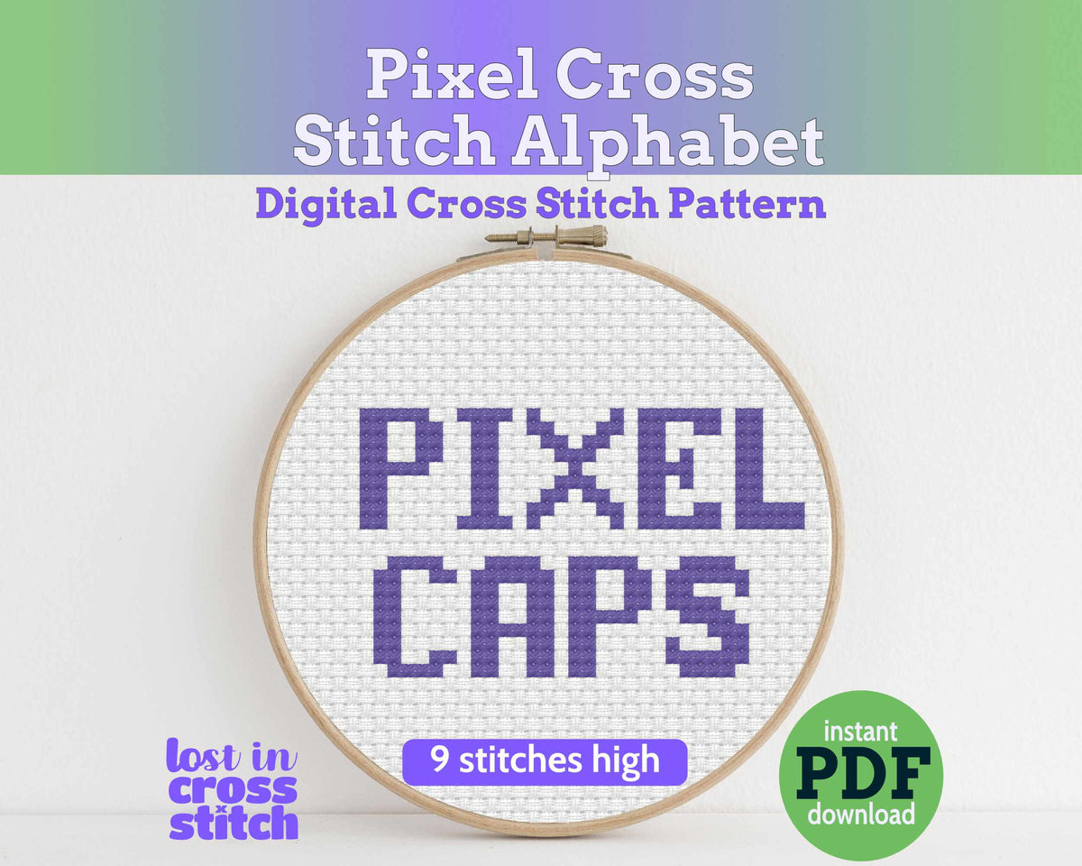 Pixel Block Capitals Cross Stitch Alphabet