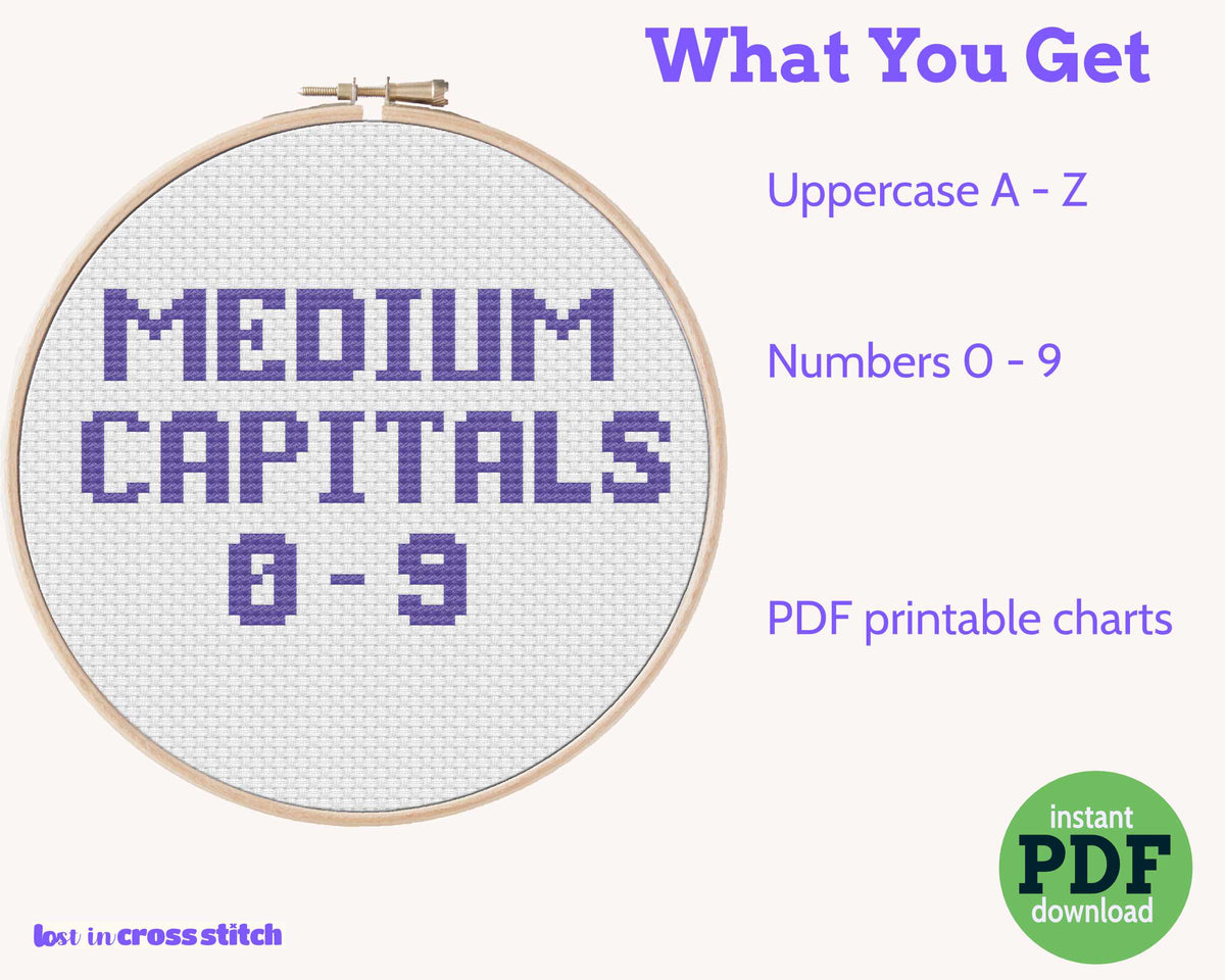 Pixel Block Capitals Cross Stitch Alphabet