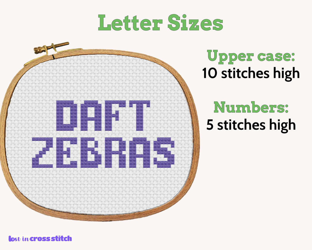 Pixel Block Capitals Cross Stitch Alphabet