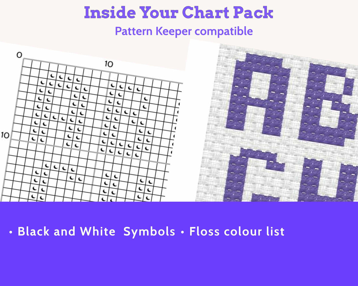 Pixel Block Capitals Cross Stitch Alphabet