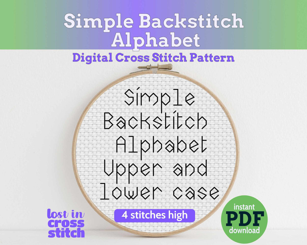 Simple Backstitch Alphabet Cross Stitch Pattern Main image
