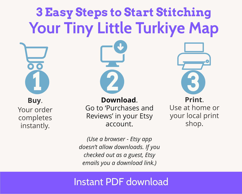 Türkiye Cross Stitch Pattern: Tiny Flag Map