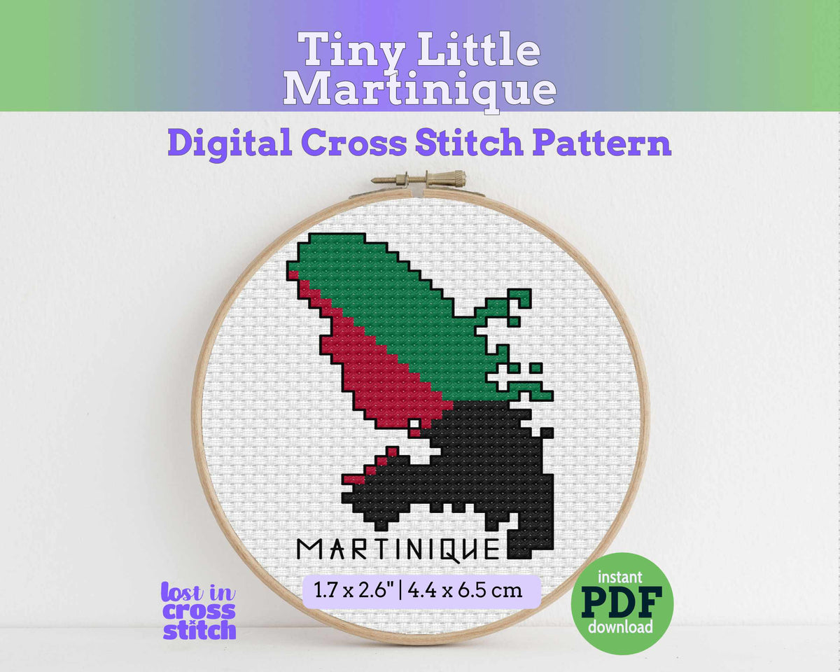 Martinique Cross Stitch Pattern: Mini Flag Map