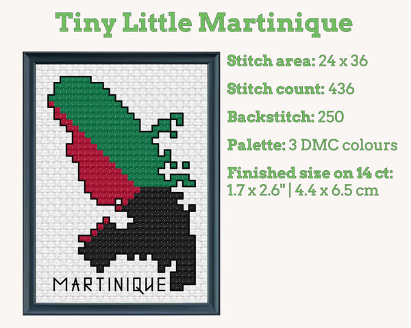 Martinique Cross Stitch Pattern: Mini Flag Map