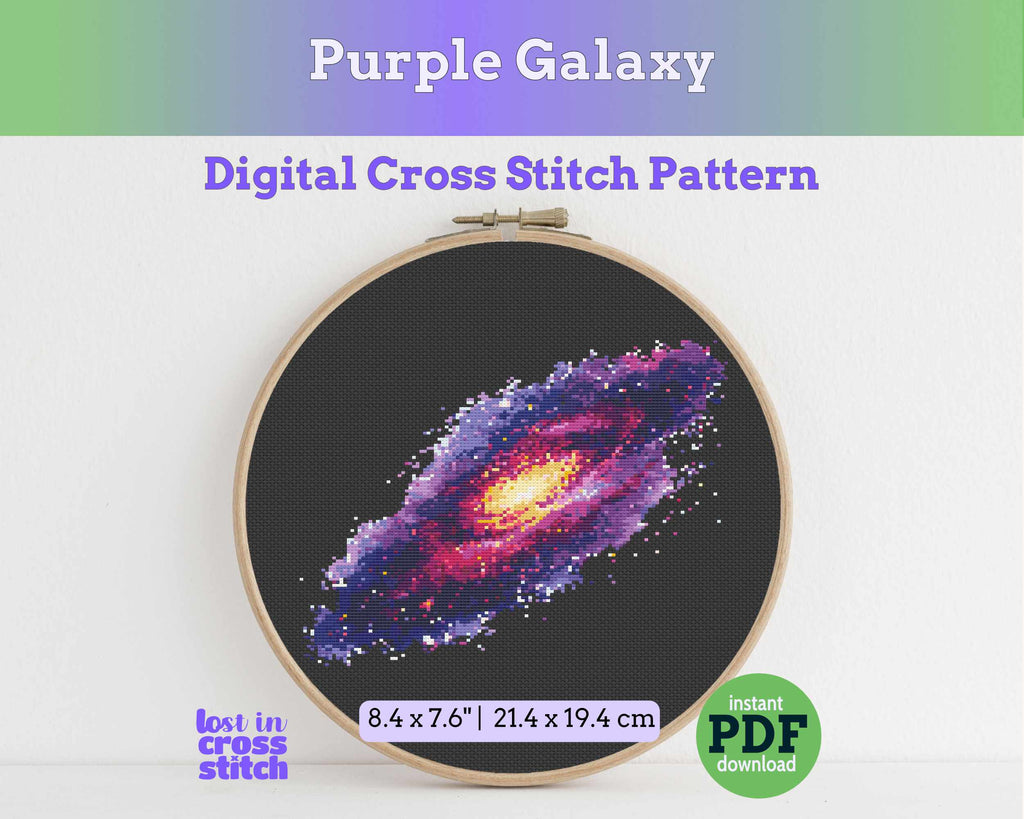 Purple Galaxy Cross Stitch Pattern PDF