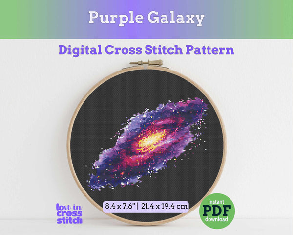 Purple Galaxy Cross Stitch Pattern PDF