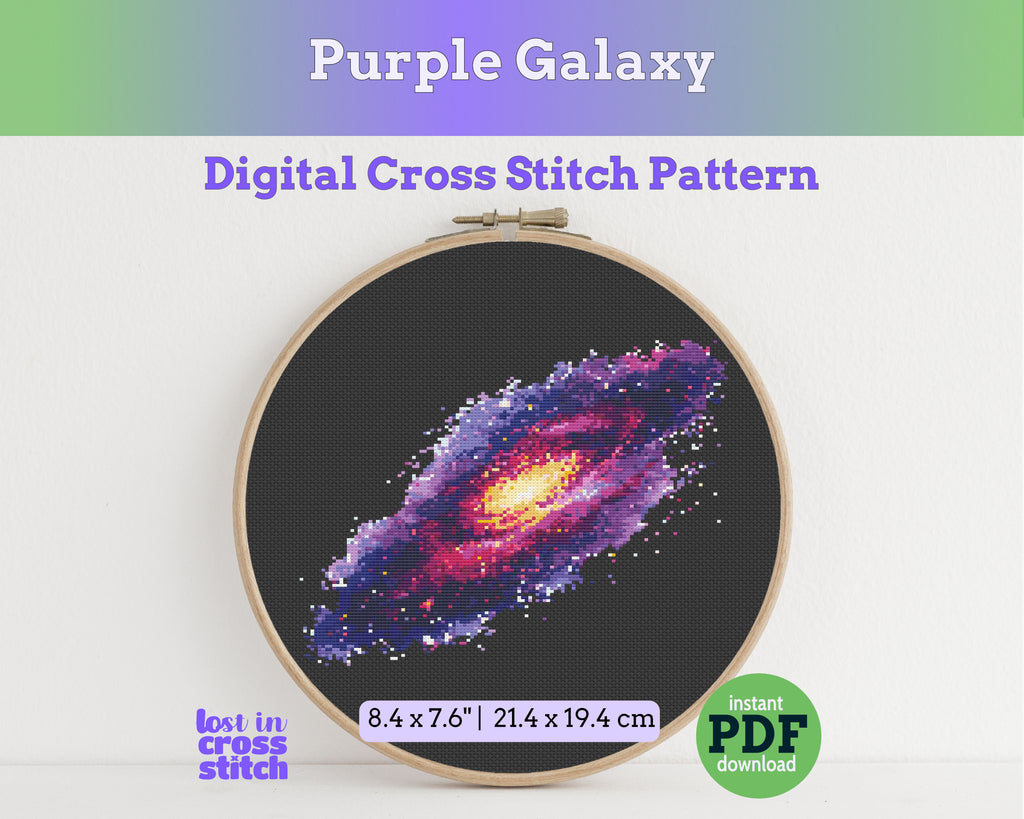 Purple Galaxy Cross Stitch Pattern PDF