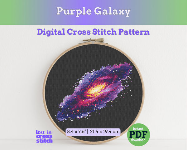 Purple Galaxy Cross Stitch Pattern PDF