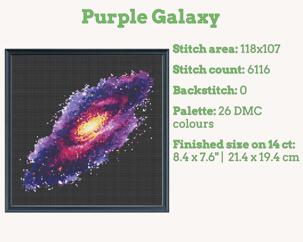 Purple Galaxy Cross Stitch Pattern PDF