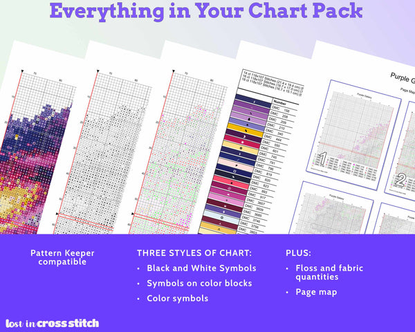 Purple Galaxy Cross Stitch Pattern PDF