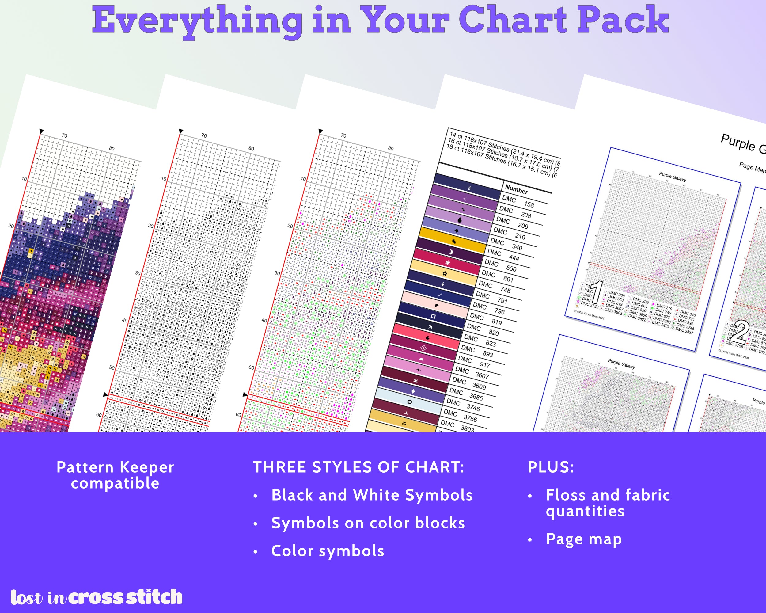 Purple Galaxy Cross Stitch Pattern PDF Secondary image