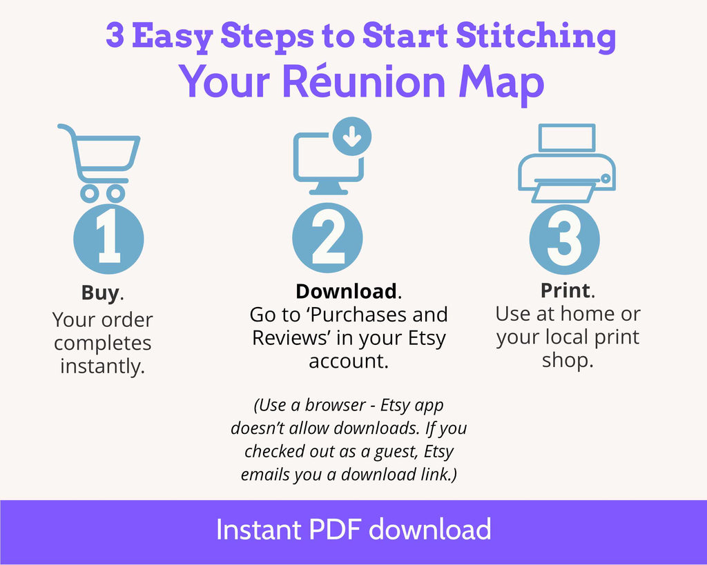 Réunion Cross Stitch Pattern: Tiny Flag Map