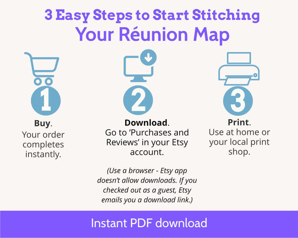 Réunion Cross Stitch Pattern: Tiny Flag Map