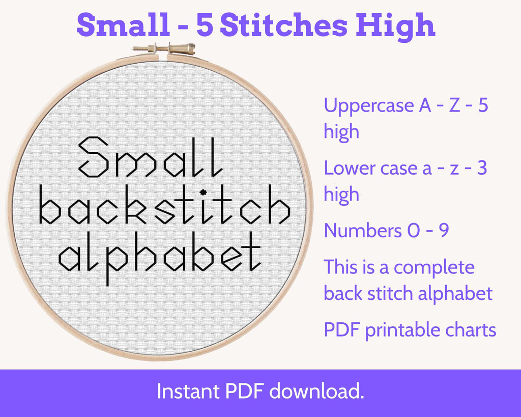 Small Backstitch Alphabet Set: Four Cross Stitch Fonts for Names and Dates