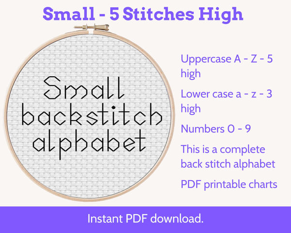 Small Backstitch Alphabet Set: Four Cross Stitch Fonts for Names and Dates