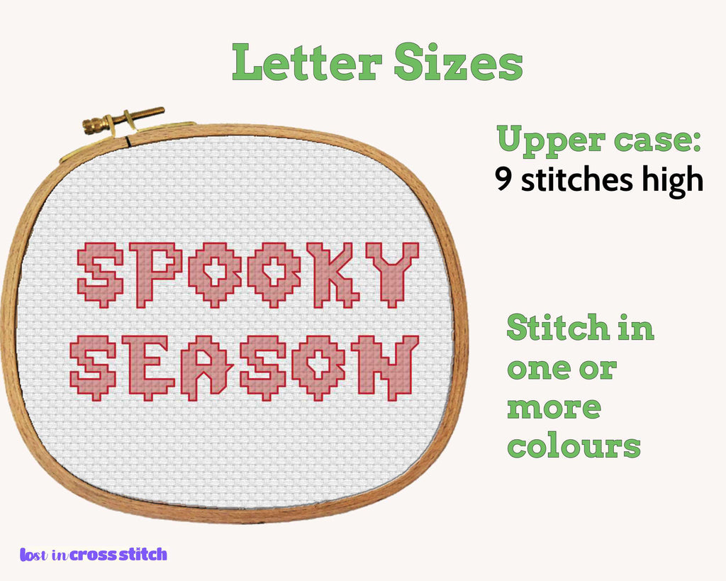 Spooky Ghost Cross Stitch Alphabet: Bloody Halloween Font