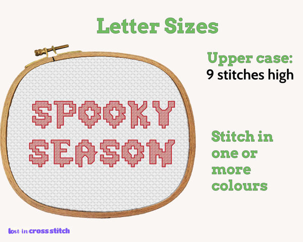 Spooky Ghost Cross Stitch Alphabet: Bloody Halloween Font