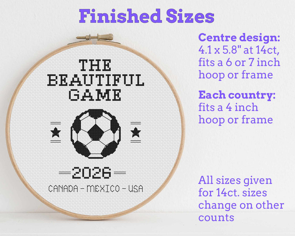 The Beautiful Game 2026 Soccer Cross Stitch Bundle: Centre Design Plus 8 Flag Maps of Your Choice