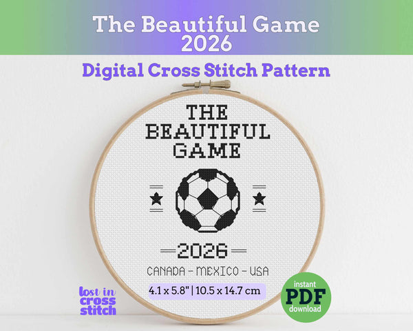 The Beautiful Game Soccer Cross Stitch Pattern: Customisable Sports Sampler