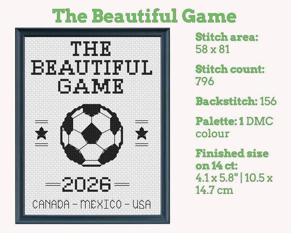 The Beautiful Game Soccer Cross Stitch Pattern: Customisable Sports Sampler