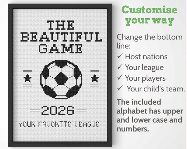 The Beautiful Game Soccer Cross Stitch Pattern: Customisable Sports Sampler