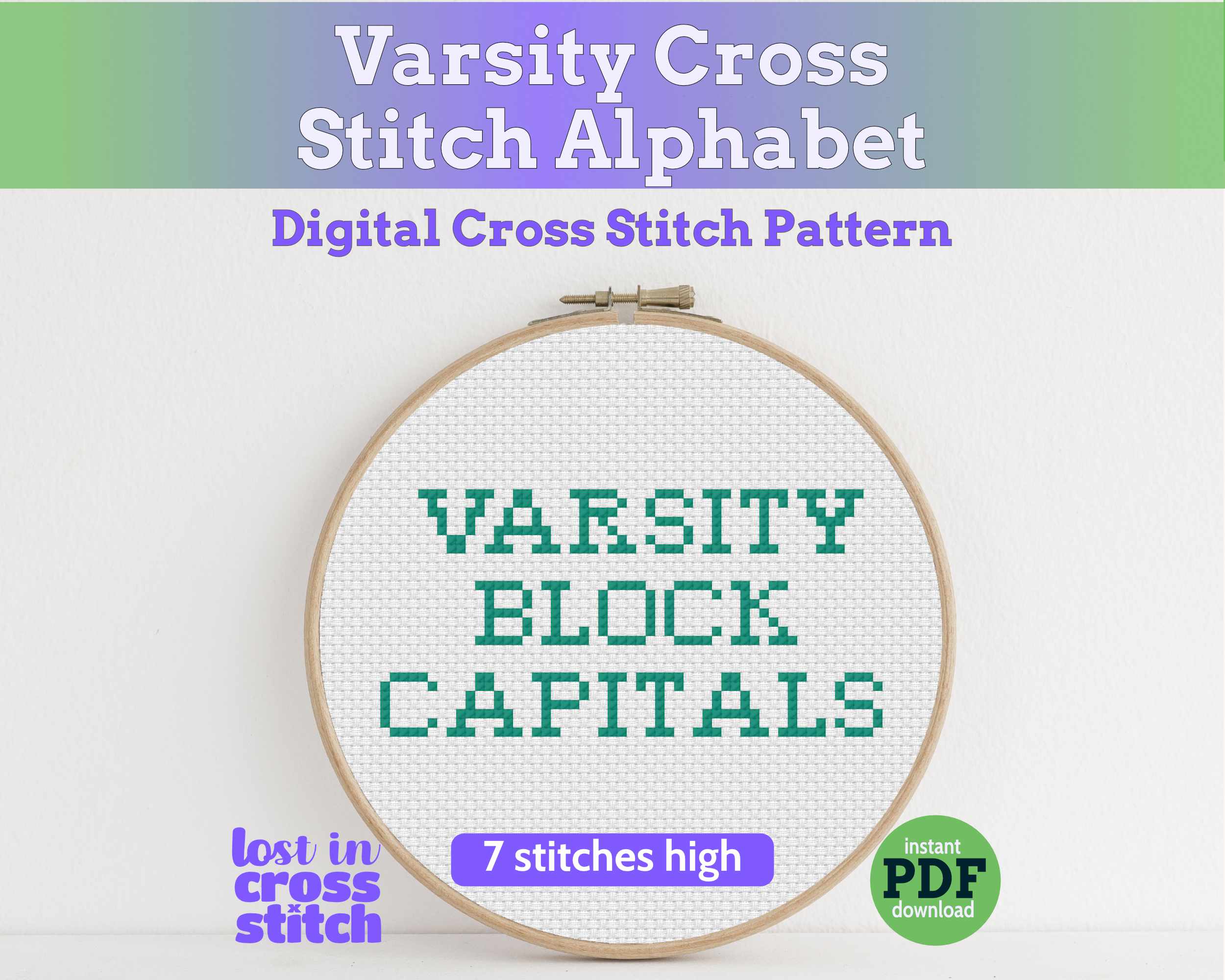 Varsity Cross Stitch Alphabet: Block Capitals and Numbers Main image