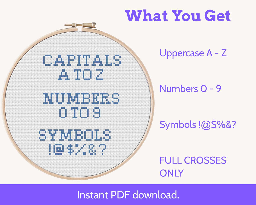Varsity Cross Stitch Alphabet: Block Capitals and Numbers