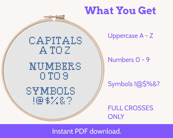 Varsity Cross Stitch Alphabet: Block Capitals and Numbers