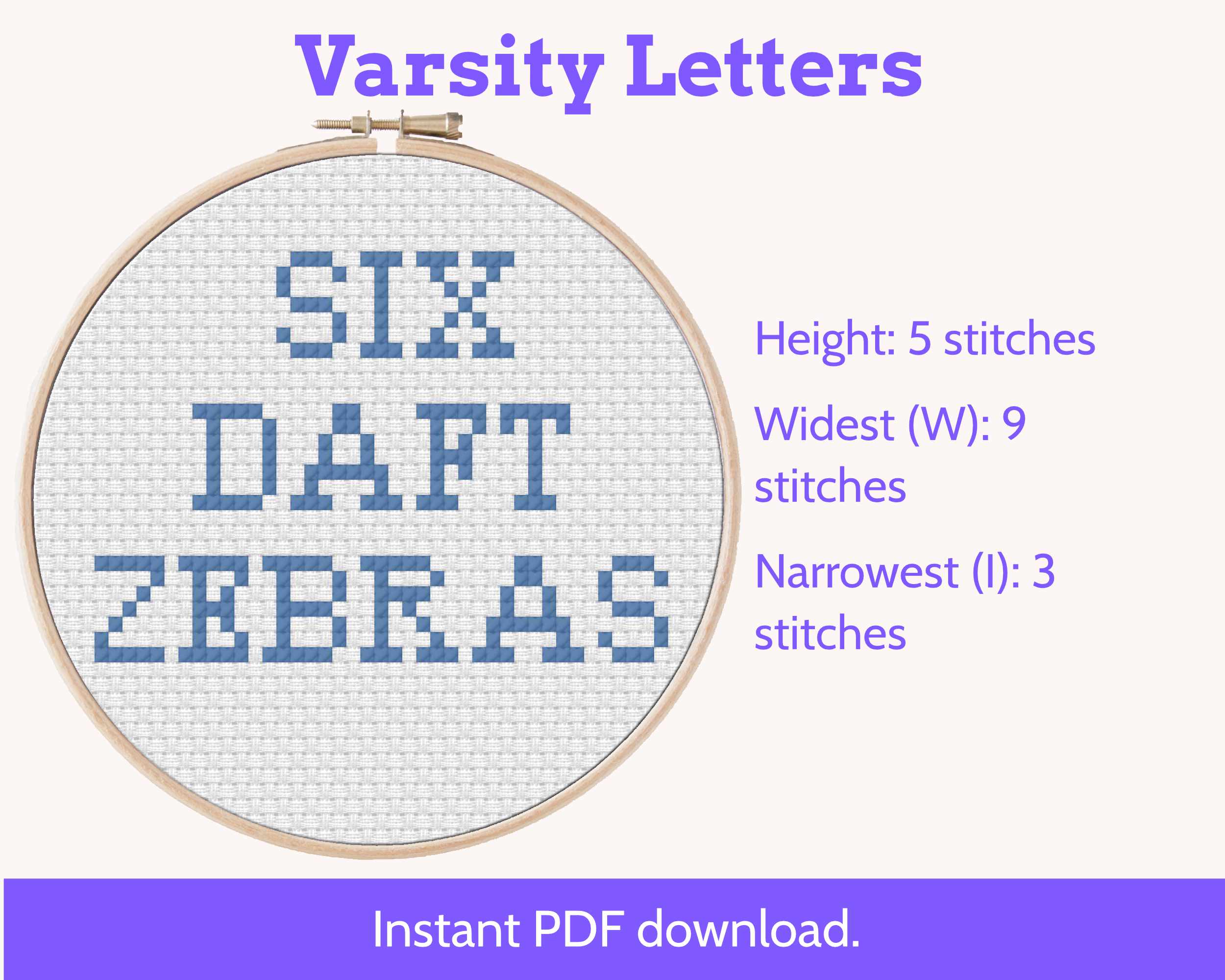 Varsity Cross Stitch Alphabet: Block Capitals and Numbers