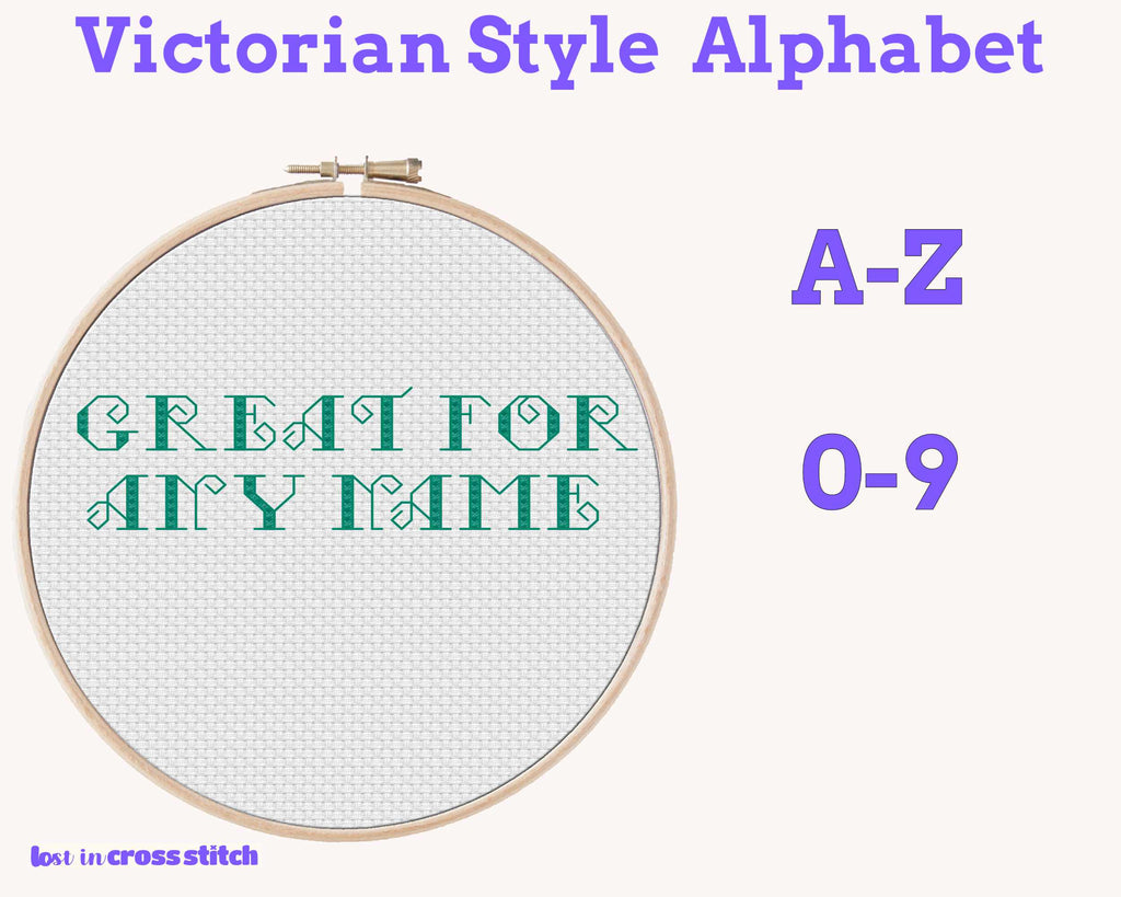 Victorian Capitals Cross Stitch and Back Stitch Alphabet Pattern PDF