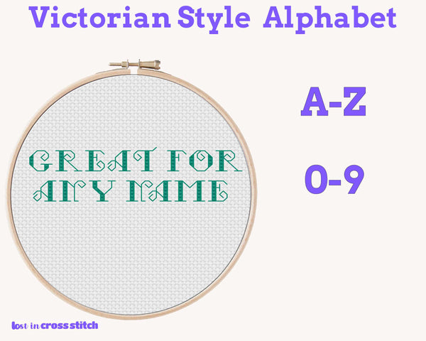 Victorian Capitals Cross Stitch and Back Stitch Alphabet Pattern PDF