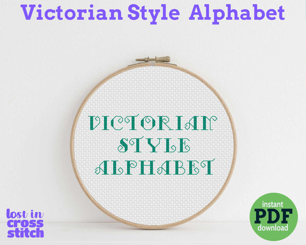 Victorian Capitals Cross Stitch and Back Stitch Alphabet Pattern PDF